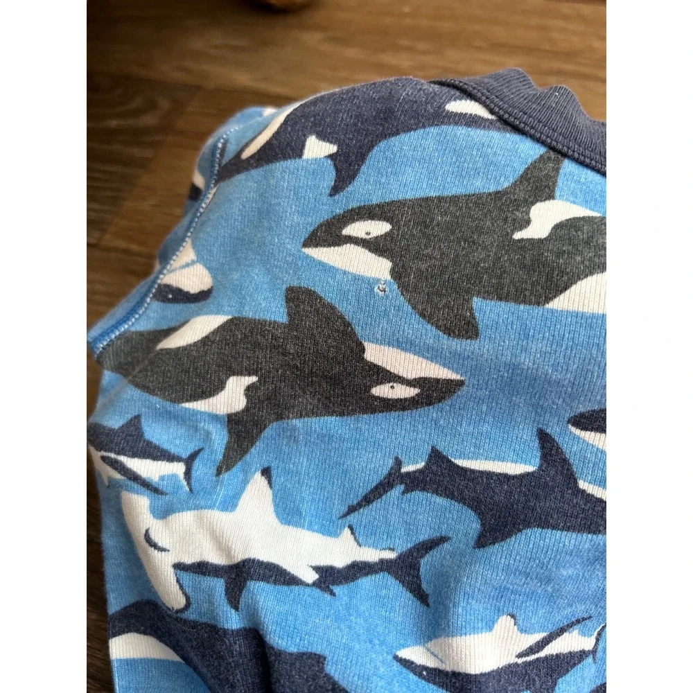Hanna Andersson Kids Blue Shark Whale Organic Cotton Pajama Set Short Sleeve 120